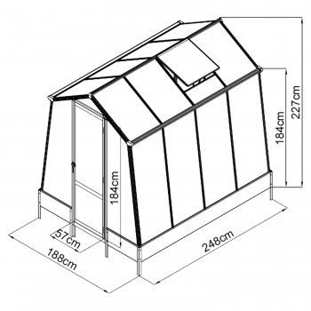 Szklarnia ogrodowa z poliwęglanu - Arum I - 2,5x1,9m - czarna GRINDI IN THE GARDEN - 9