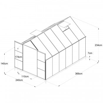 Szklarnia ogrodowa z poliwęglanu - Verbena I - 3,7x2,4m GRINDI IN THE GARDEN - 9