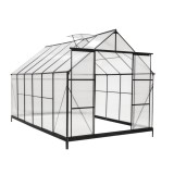 Szklarnia ogrodowa z poliwęglanu - Verbena I - 3,7x2,4m - czarna GRINDI IN THE GARDEN - 10