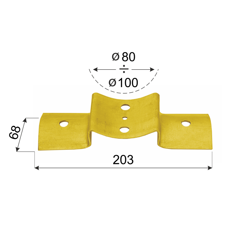 Łącznik belki okrągłej - podstawowy - LBO ZN 203x68x2,5 DMX - 3