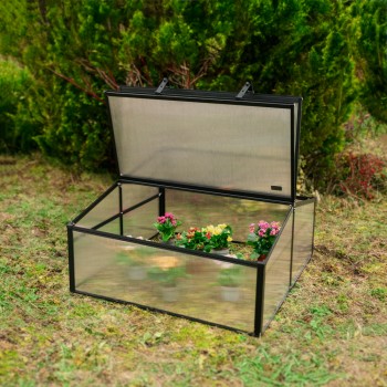 Szklarnia ogrodowa z poliwęglanu, dwustronna - 100x100x48 - Magnolia IV, czarna GRINDI IN THE GARDEN - 2