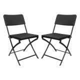 Składane krzesło balkonowe czarne 2 szt - SSC 1 - 57x44x80cm GRINDI IN THE GARDEN - 1