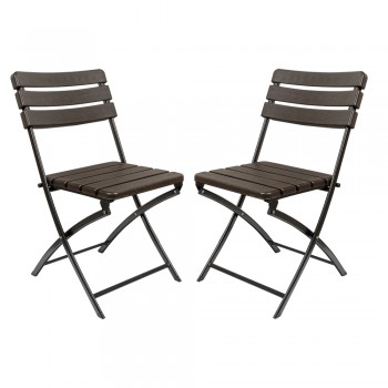 Składane krzesło balkonowe brązowe 2 szt - SSC 2 - 58x46x81 GRINDI IN THE GARDEN - 1