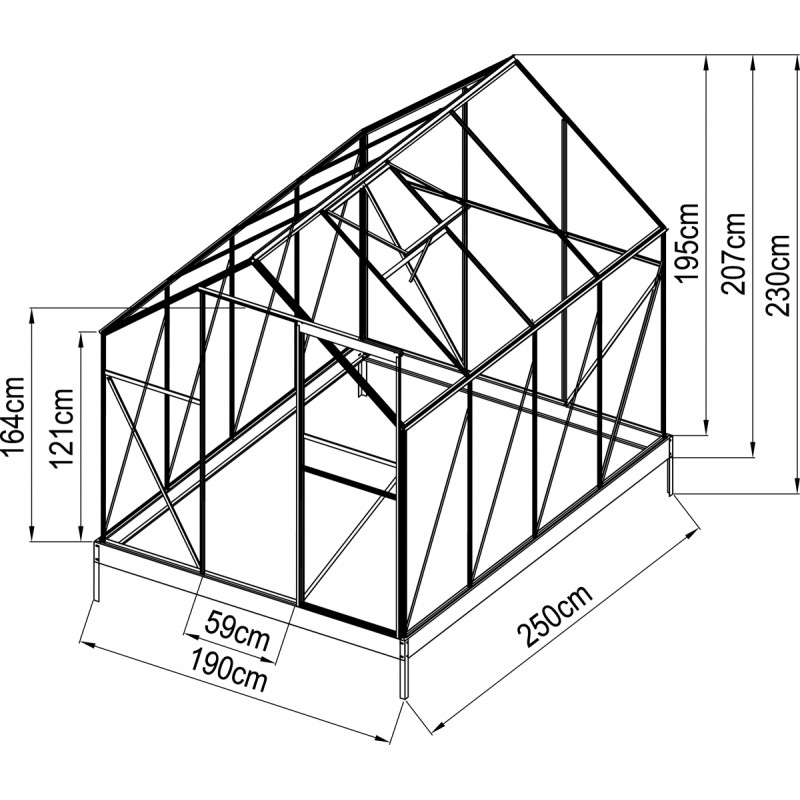 copy of Szklarnia ogrodowa z poliwęglanu - Viola II - 250x190x195 Grindi - 8