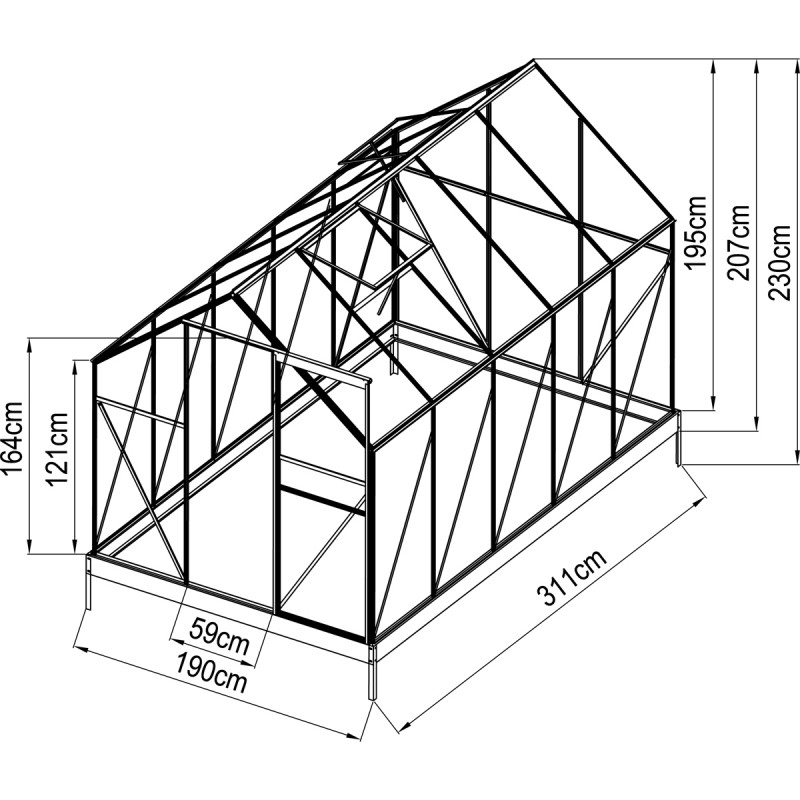 copy of Szklarnia ogrodowa z poliwęglanu - Viola III - 310x190x195 Grindi - 10