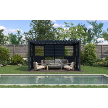 Przesuwna ścianka żaluzjowa panel do pergoli Kea - szara GRINDI IN THE GARDEN - 5