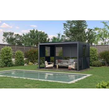 Przesuwna ścianka żaluzjowa panel do pergoli Kea - szara GRINDI IN THE GARDEN - 4