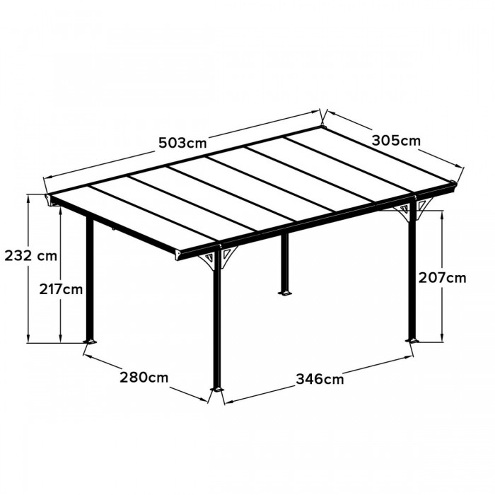 Wiata garażowa ALU 505x300x220 szara - Tilos II Grindi - 9