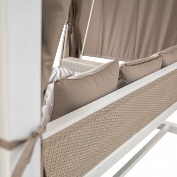 Leżak huśtawka ogrodowa z zadaszeniem - Sumba I - 236x180x210 biała GRINDI IN THE GARDEN - 10