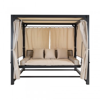 Leżak huśtawka ogrodowa z zadaszeniem - Sumba I - 236x180x210 szara GRINDI IN THE GARDEN - 2