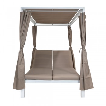 Leżak huśtawka ogrodowa z zadaszeniem - Kayan I - 207x147x205 biała GRINDI IN THE GARDEN - 2