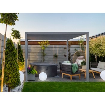 Pergola tarasowa aluminiowa - TASOS I - 3x3m szara GRINDI IN THE GARDEN - 4