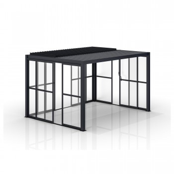 Przesuwna ścianka z poliwęglanem panel do pergoli Kea - szara GRINDI IN THE GARDEN - 7