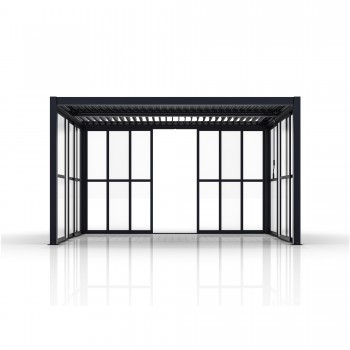 Przesuwna ścianka z poliwęglanem panel do pergoli Kea - szara GRINDI IN THE GARDEN - 15