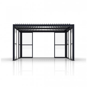 Przesuwna ścianka z poliwęglanem panel do pergoli Kea - szara GRINDI IN THE GARDEN - 16