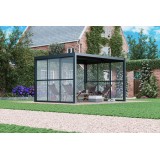 Przesuwna ścianka z poliwęglanem panel do pergoli Kea - szara GRINDI IN THE GARDEN - 10