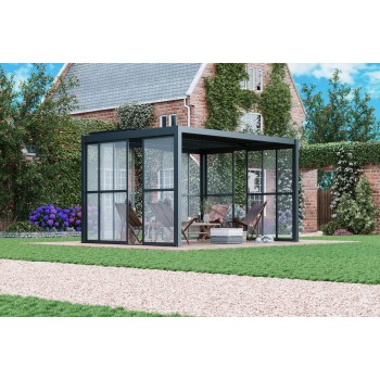 Przesuwna ścianka z poliwęglanem panel do pergoli Kea - szara GRINDI IN THE GARDEN - 11