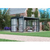 Przesuwna ścianka z poliwęglanem panel do pergoli Kea - szara GRINDI IN THE GARDEN - 11