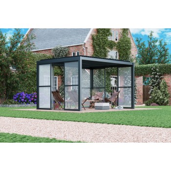 Przesuwna ścianka z poliwęglanem panel do pergoli Kea - szara GRINDI IN THE GARDEN - 12