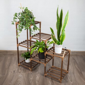 Stojak na kwiaty drewniany, 82x87x30 - Galium I GRINDI IN THE GARDEN - 4