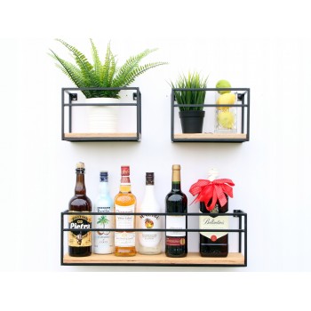 Półka ścienna wisząca LOFT drewniana - SFL 5 - 3 szt Domax Home - 6