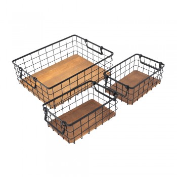 Kosz metalowy druciany z uchwytami - czarny - KDF 4 Domax Home - 1