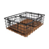 Kosz metalowy druciany z uchwytami - czarny - KDF 4 Domax Home - 2