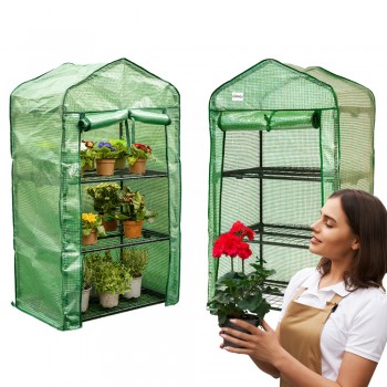 Szklarnia ogrodowa 3-półkowa - 70x50x158 - Crocus II zielona GRINDI IN THE GARDEN - 1