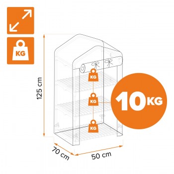 Szklarnia ogrodowa przezroczysta 3-półkowa - 70x50x125 - Crocus I GRINDI IN THE GARDEN - 3