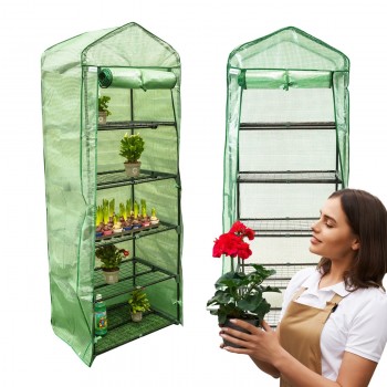 Szklarnia ogrodowa zielona 4-półkowa - 70x50x158 - Crocus II GRINDI IN THE GARDEN - 1