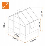 Szklarnia ogrodowa z poliwęglanu - Lilium I - 190x244cm - antracyt GRINDI - 2