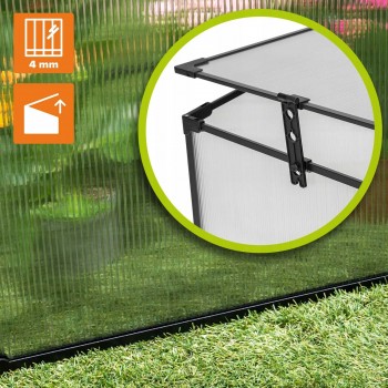 Mini Szklarnia ogrodowa z poliwęglanu, inspekt - 180x51x51 MAGNOLIA III - czarna GRINDI - 6