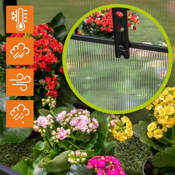 Mini Szklarnia ogrodowa z poliwęglanu, inspekt - 180x51x51 MAGNOLIA III - czarna GRINDI - 7