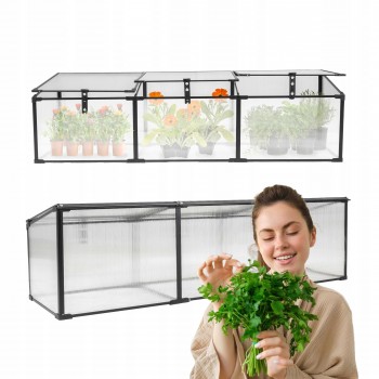 Mini Szklarnia ogrodowa z poliwęglanu, inspekt - 180x51x51 MAGNOLIA III - czarna GRINDI - 1