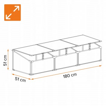 Mini Szklarnia ogrodowa z poliwęglanu, inspekt - 180x51x51 MAGNOLIA III - czarna GRINDI - 2