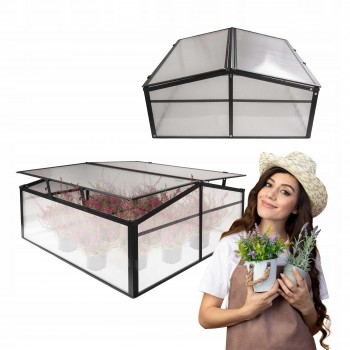 Mini Szklarnia ogrodowa z poliwęglanu, inspekt - 100x100x48 - MAGNOLIA IV - czarna GRINDI - 1