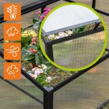 Mini Szklarnia ogrodowa z poliwęglanu, inspekt - 100x100x48 - MAGNOLIA IV - czarna GRINDI - 8