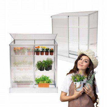 Szklarnia ogrodowa z poliwęglanu przyścienna - Hosta - 130x58x140 GRINDI IN THE GARDEN - 1