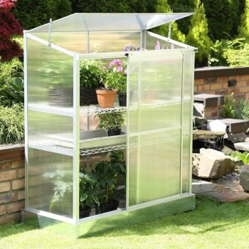Szklarnia ogrodowa z poliwęglanu przyścienna - Hosta - 130x58x140 GRINDI IN THE GARDEN - 4