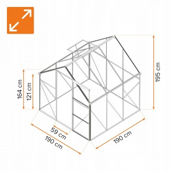 Szklarnia ogrodowa z poliwęglanu - Viola I - 190x190x195 GRINDI IN THE GARDEN - 3