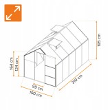 Szklarnia ogrodowa z poliwęglanu - Viola IV - 3x2m - czarna GRINDI - 3