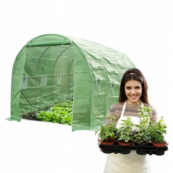 Tunel foliowy szklarnia ogrodowa 4 x 2 m Zielony - Oxalis II GRINDI - 1