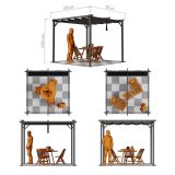 Pergola tarasowa szara z szarym poszyciem - Irda I 2,9x2,9m GRINDI IN THE GARDEN - 7