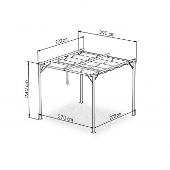 Pergola tarasowa szara z szarym poszyciem - Irda I 2,9x2,9m GRINDI IN THE GARDEN - 4