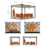 Pergola tarasowa szara z beżowym poszyciem - Irda II 2,9x3,9m GRINDI IN THE GARDEN - 4