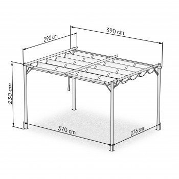 Pergola tarasowa szara z beżowym poszyciem - Irda II 2,9x3,9m GRINDI IN THE GARDEN - 3