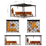 Pergola tarasowa szara z beżowym poszyciem - Irda III 4x4m GRINDI IN THE GARDEN - 3