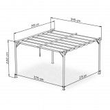 Pergola tarasowa szara z beżowym poszyciem - Irda III 4x4m GRINDI IN THE GARDEN - 2