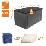 Skrzynia ogrodowa 680L - ciemnoszara z siedziskiem - Padda GRINDI IN THE GARDEN - 8