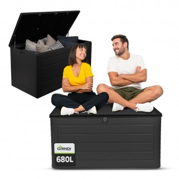 Skrzynia ogrodowa 680L - ciemnoszara z siedziskiem - Padda GRINDI IN THE GARDEN - 2
